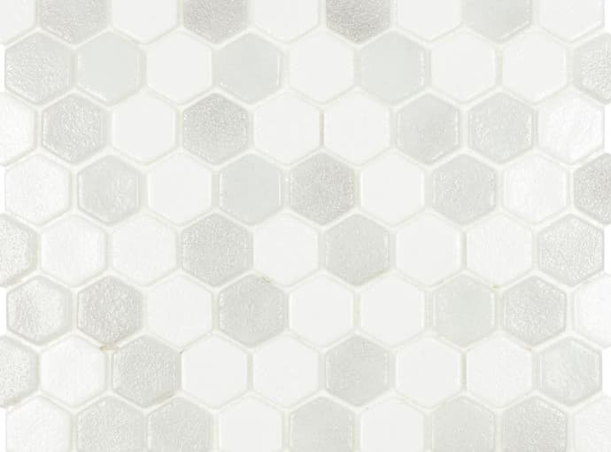 Мозаика стеклянная для пола на сетке чип 35x35 Hexagon 100/514 Vidrepur 317x307/4 мм