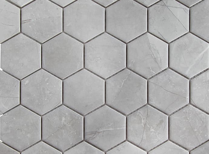 Мозаика керамическая чип small 57x51 Hexagon Matt Marble Grey Starmosaic 278x265/6 мм