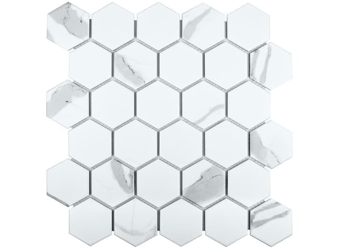 Мозаика керамическая чип small 57x51 Hexagon Matt Carrara Starmosaic 278x265/6 мм