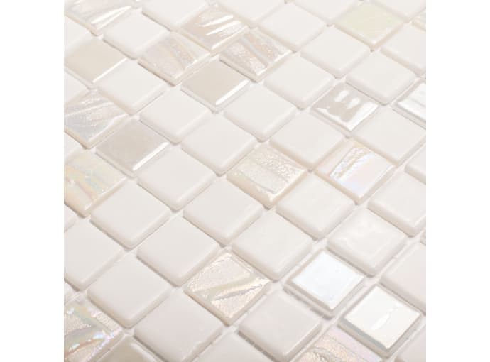Мозаика стеклянная на сетке чип 25x25 Astra White Vidrepur 317x317/4 мм