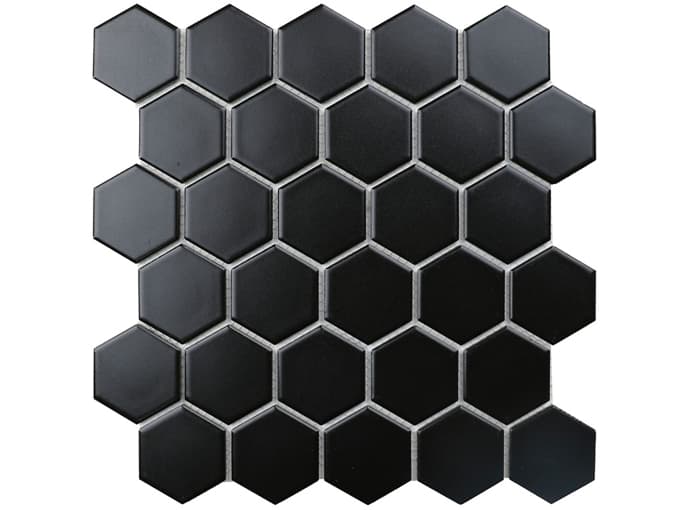 Мозаика керамическая чип small 57x51 Hexagon Matt Black Starmosaic 278x265/6 мм