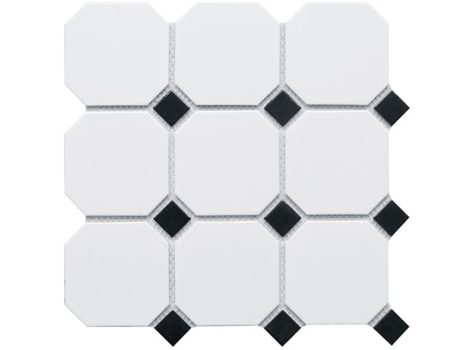 Мозаика керамическая чип big 95x95/25x25 Octagon Matt White/Black Starmosaic 300x300/6 мм