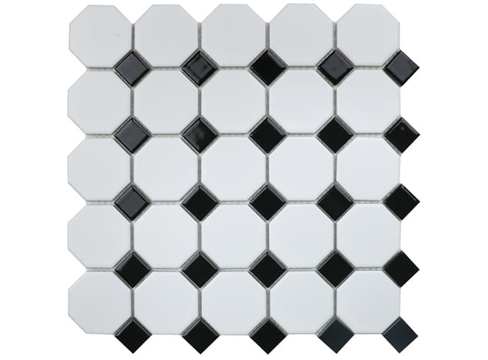 Мозаика керамическая чип small 56x56/23x23 Octagon Matt White/Black Starmosaic 295x295/6 мм