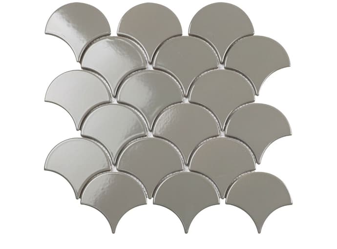 Мозаика керамическая чип 90,5x83,5 Fan Shape Glossy Dark Grey Starmosaic 293x274/6 мм