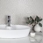 Мозаика керамическая для ванной чип круглый Penny Round Glossy Grey Starmosaic
